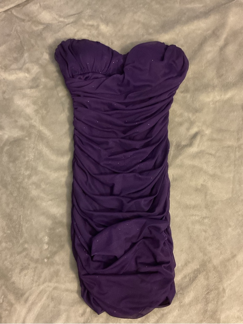 Speechless Strapless Ruched Sparkle Cocktail Dress in Purple